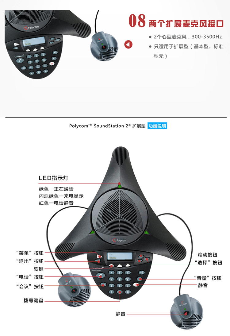 宝利通Polycom SoundStation 2EX扩展型